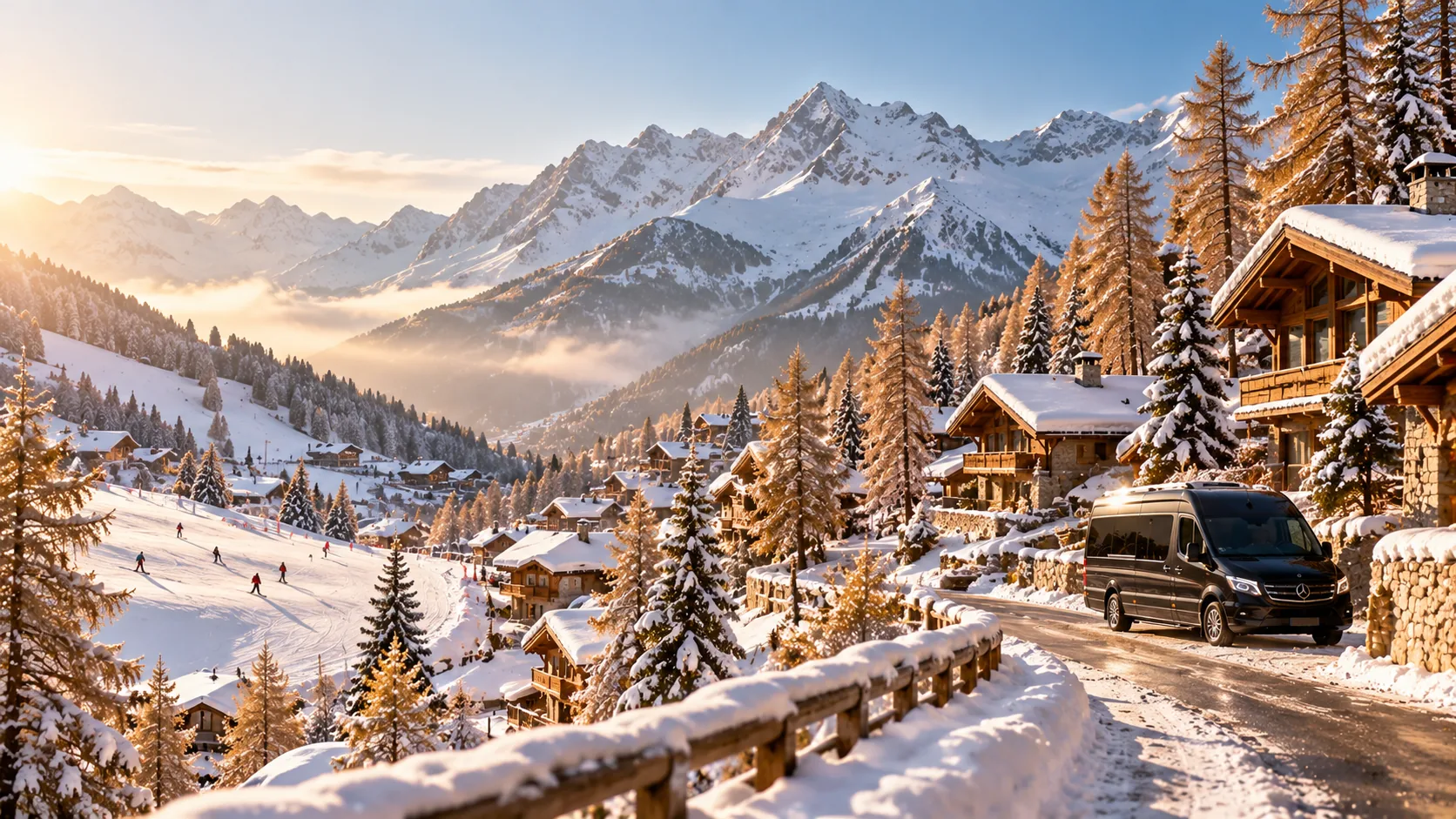 Village de montagne d'Auron en hiver